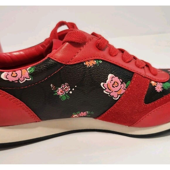 Coach Rebecca II Signature Logo Red and Black Floral Athletic Shoes 7.5 GREAT! - Picture 10 of 16